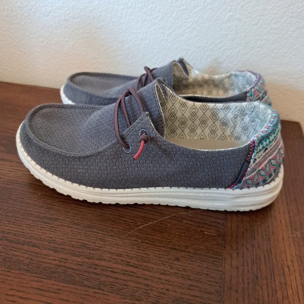 Hey Dude Wendy Aztec Grey Slip On Loafers Shoes Womens 8 121413200